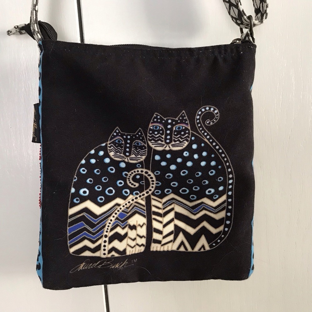 Laurel Burch Black Geometric Purse 9'X 9.5"